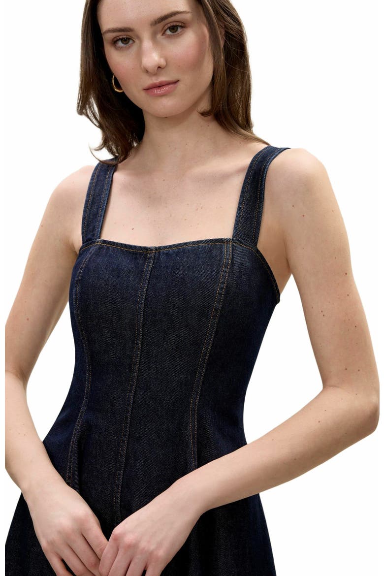 Gabrielle Denim Dress, Alternate, color, DEEP SEA WASH