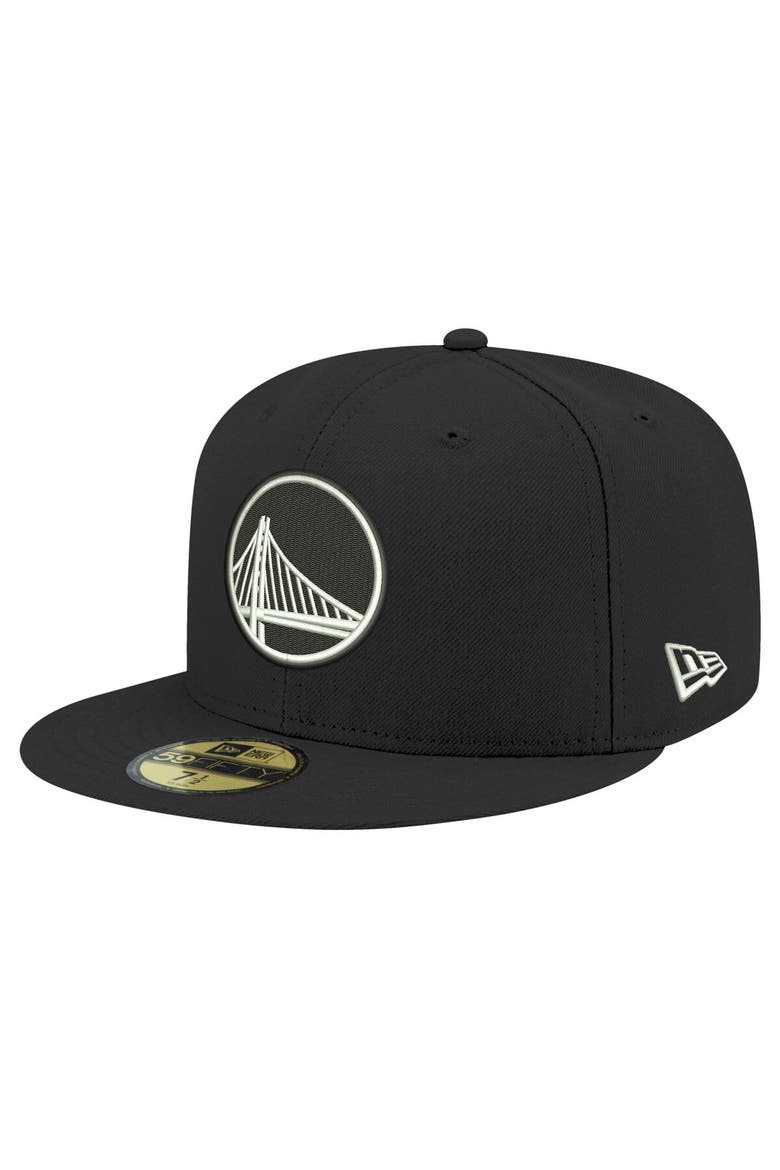 Men's New Era Black Golden State Warriors Black & White 59FIFTY Fitted Hat, Main, color, Black