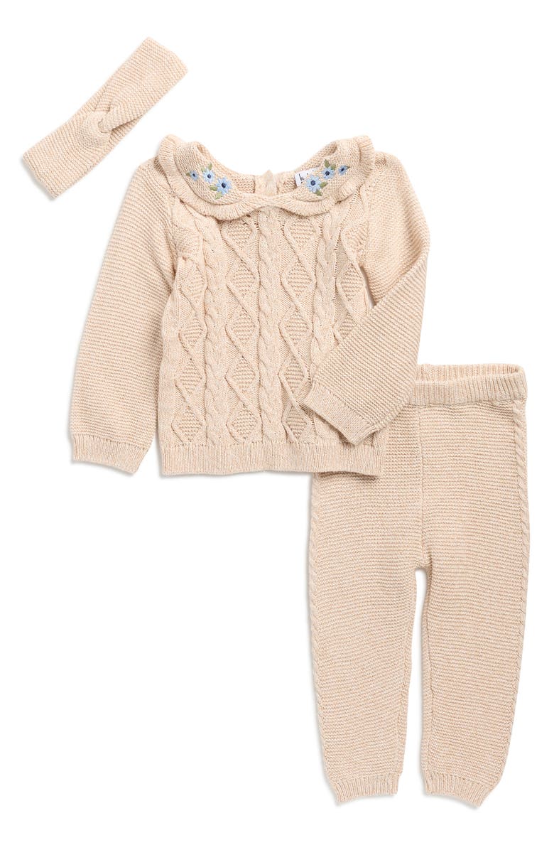 Nicole Miller Cable Knit Sweater, Leggings & Headband Set, Main, color, 