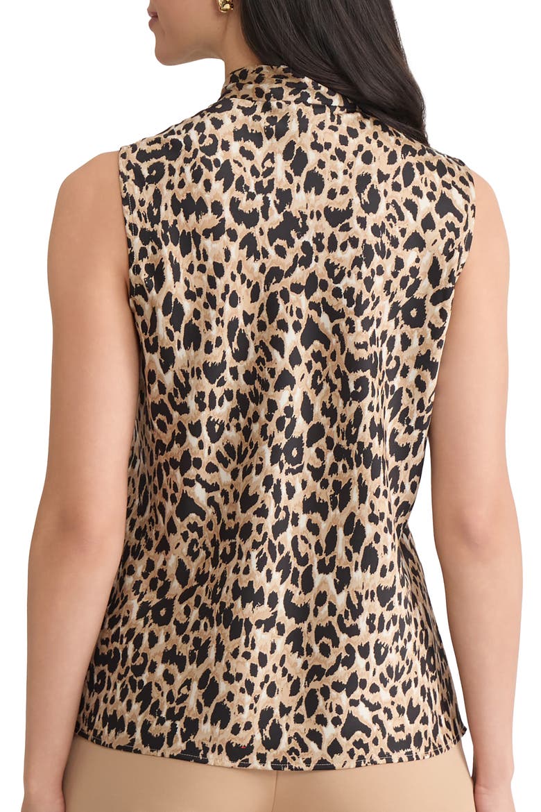 Sylvia Leopard Print Sleeveless Satin Top, Alternate, color, SOFT SAND MULTI