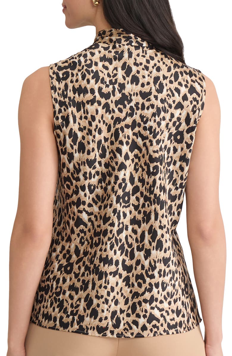 KASPER Sylvia Leopard Print Sleeveless Satin Top, Alternate, color, Soft Sand Multi