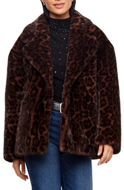 Leopard Print Faux Fur Coat
