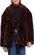 Karen Kane Leopard Print Faux Fur Coat
