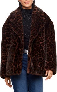 Karen Kane Leopard Print Faux Fur Coat