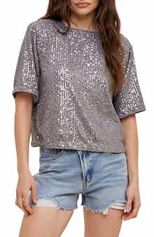 Sequin Boxy Crop Top