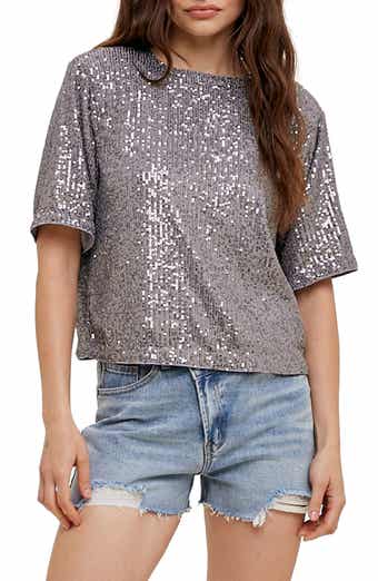 Sequin Boxy Crop Top