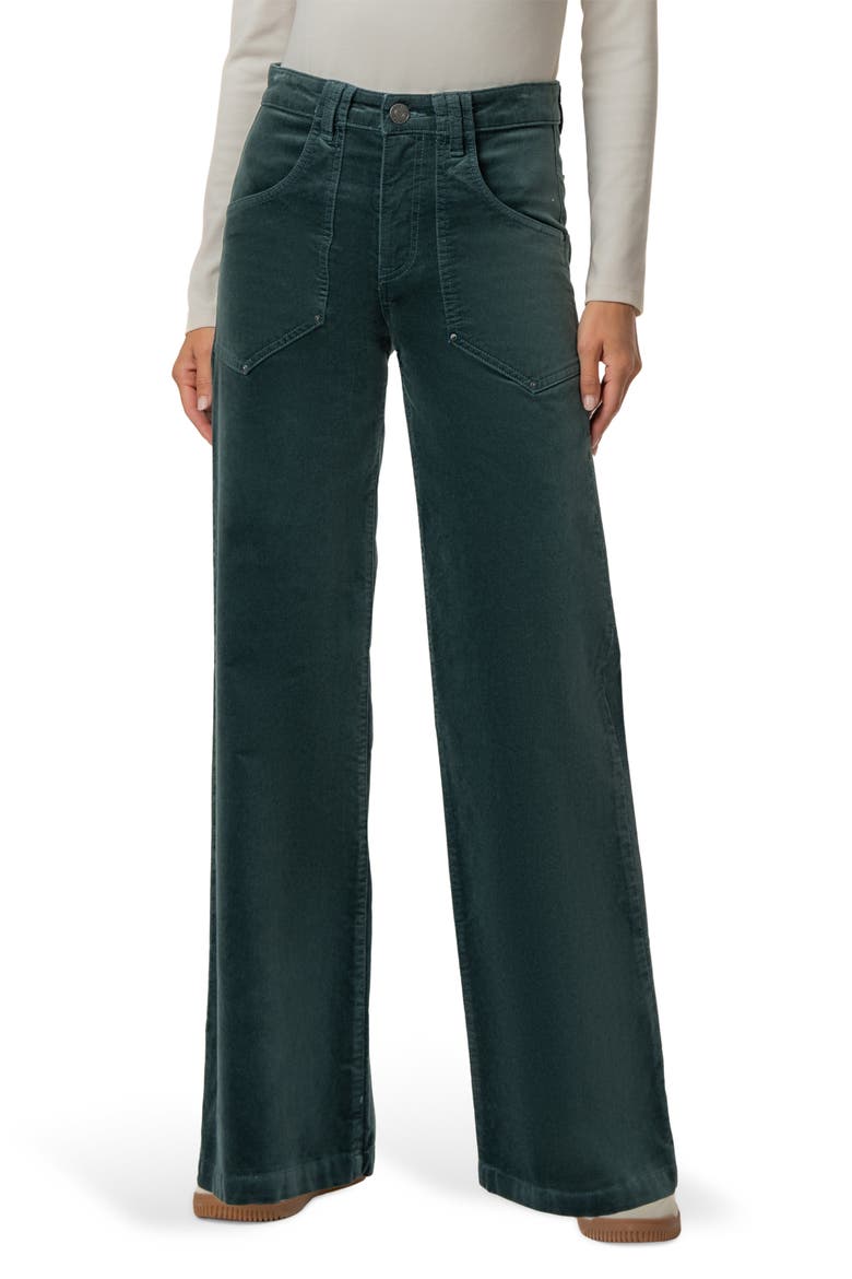 Maya High Waist Wide Leg Velveteen Pants, Main, color, TEAL