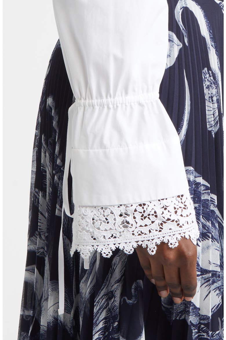 Tie Cuff Cotton Button-Up Shirt, Alternate, color, WHITE