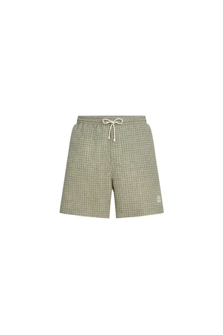 Flower print nylon swim shorts, Alternate, color, Sage
