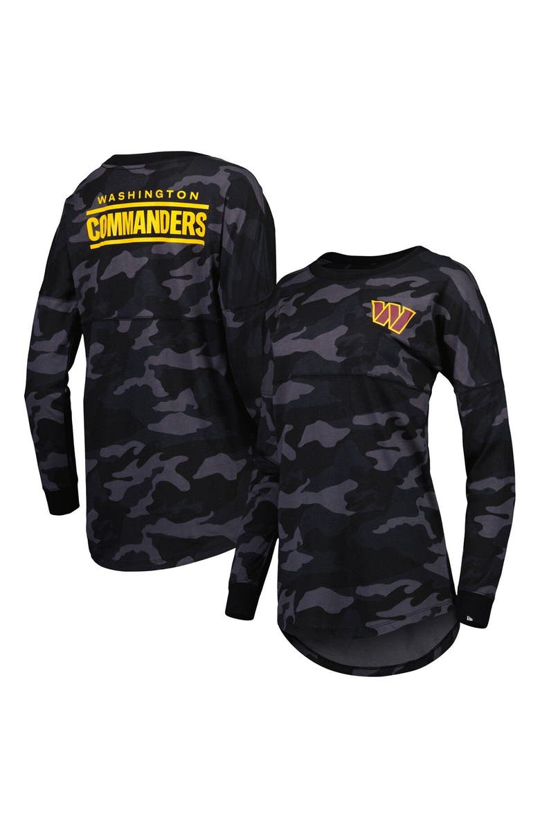 New Era Women's New Era Black Washington Commanders Camo Long Sleeve T-Shirt, Main, color, 