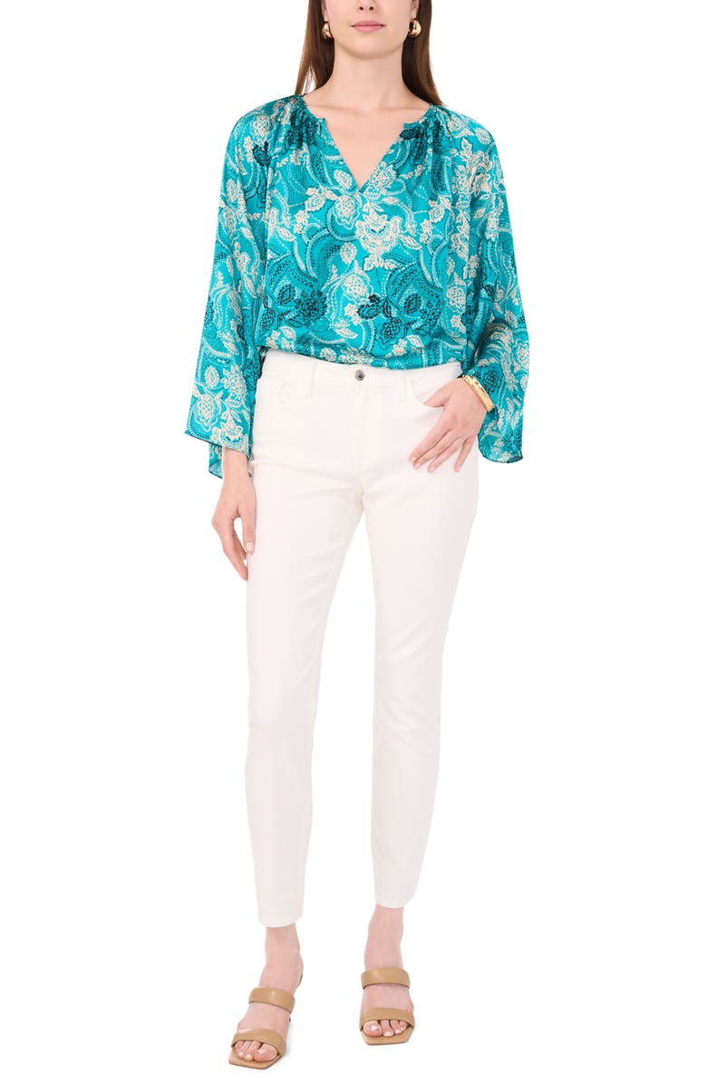 Vince Camuto Print Bell Sleeve Top, Alternate, color,