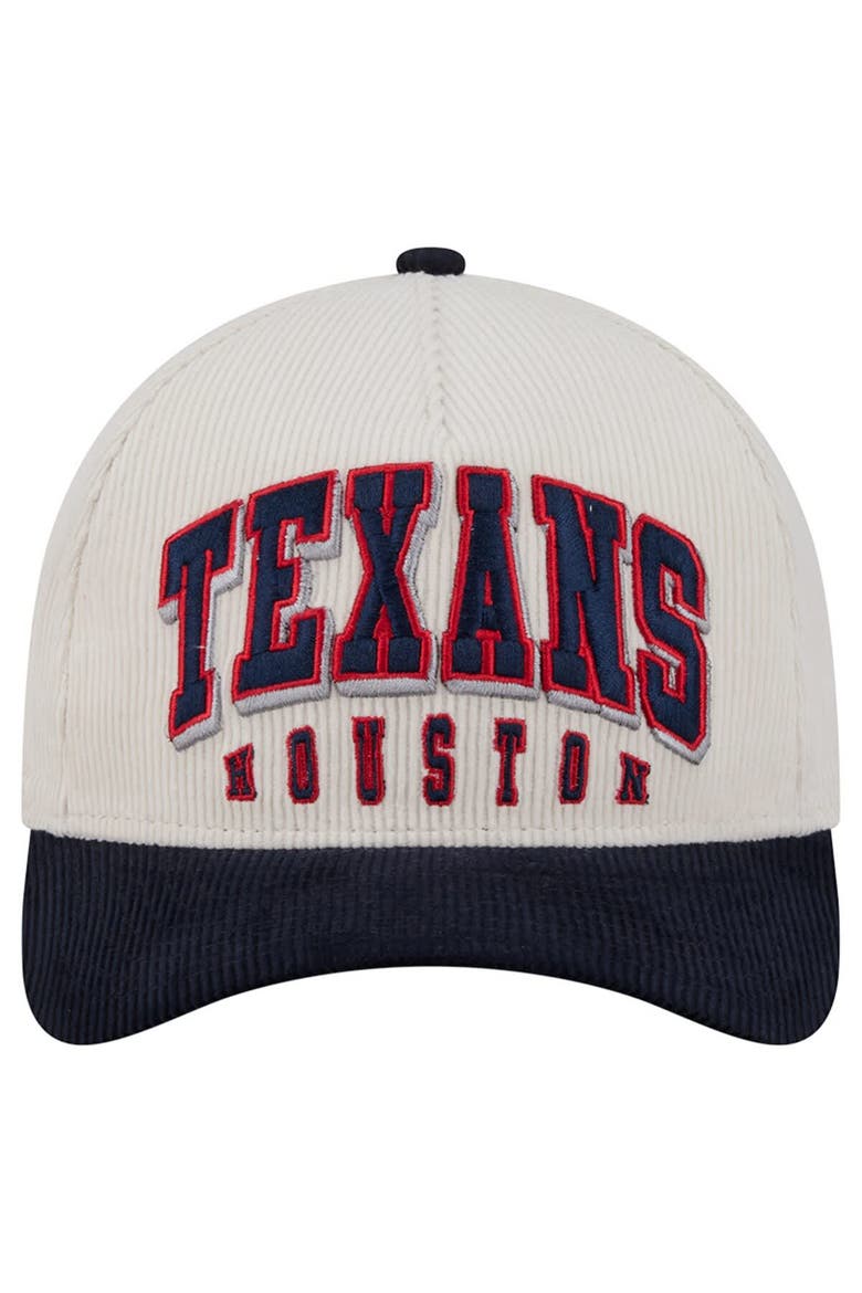 Men's New Era  Cream/Navy Houston Texans  Two-Tone Sided Corduroy 9FORTY A-Frame Adjustable Hat, Alternate, color, Cream