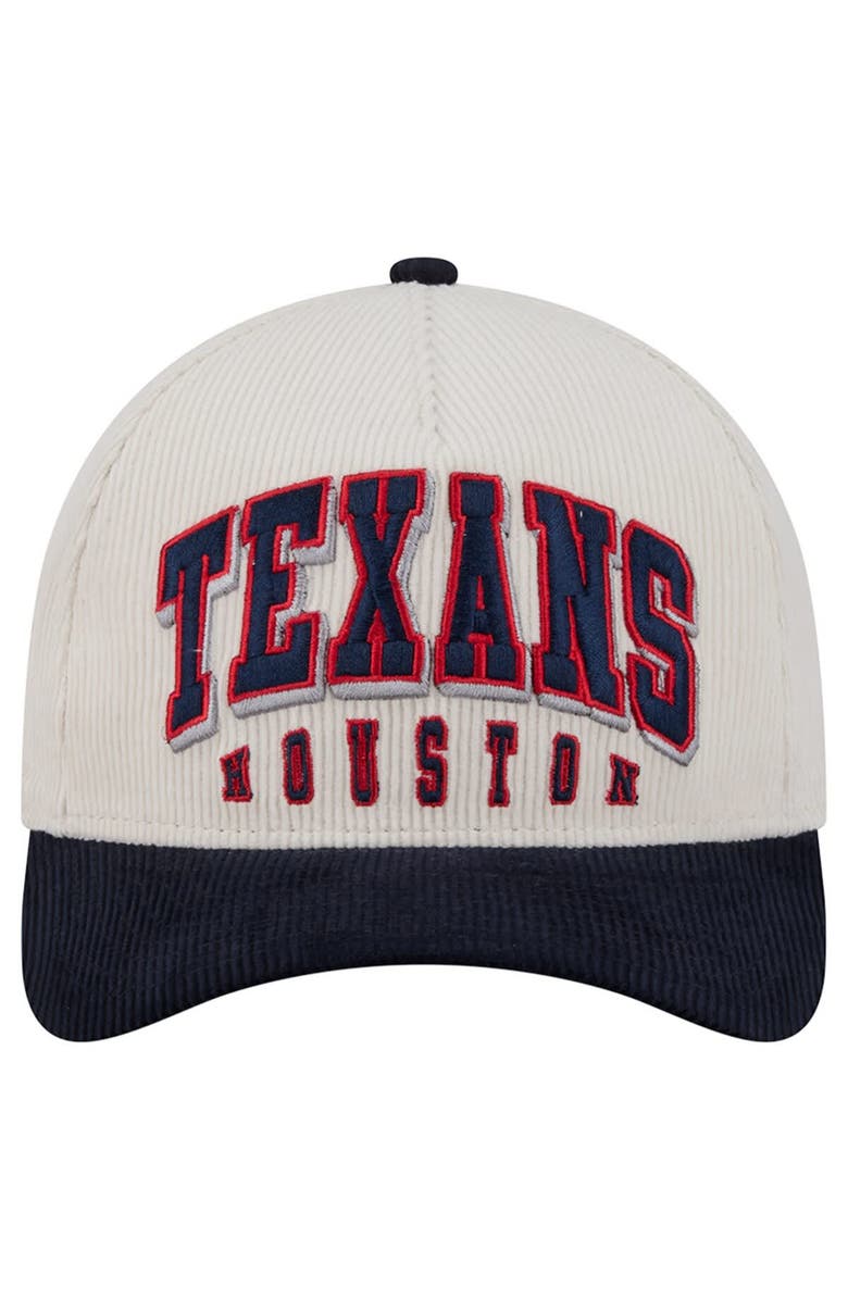 New Era Men's New Era Cream/Navy Houston Texans Two-Tone Sided Corduroy 9FORTY A-Frame Adjustable Hat, Alternate, color, Cream