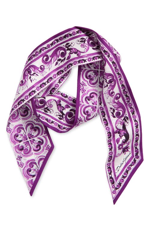Dolce & Gabbana Dolce&gabbana Majolica Silk Skinny Scarf In Purple