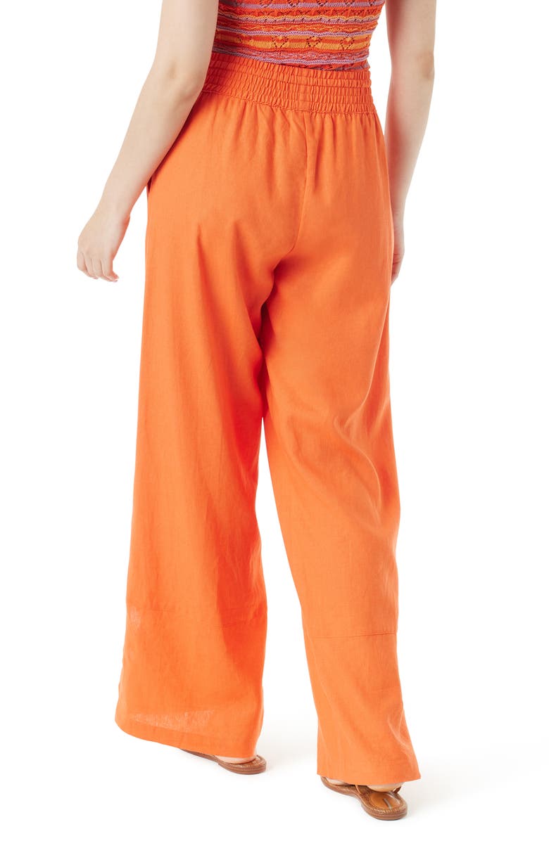 Sam Edelman Ramone Cutout Linen Blend Wide Leg Pants, Alternate, color, Tigerlily