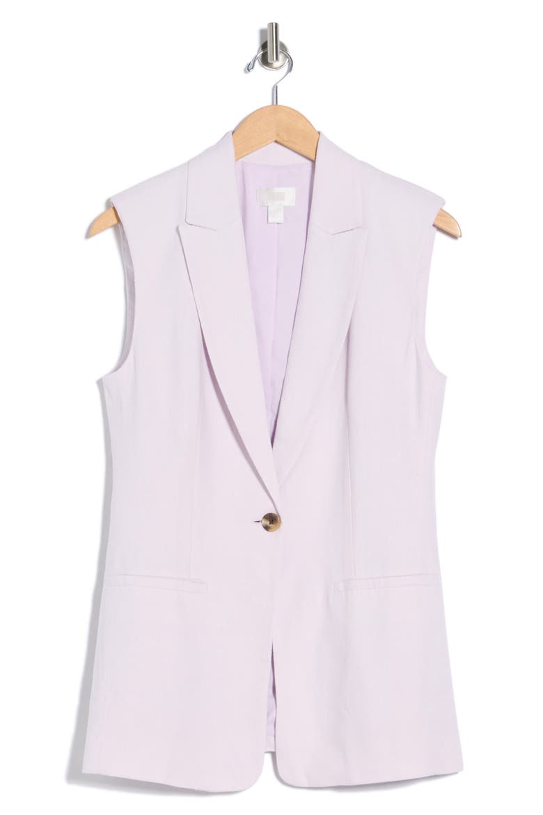 Classic Fit Linen Blend Vest, Alternate, color, PURPLE HUSH