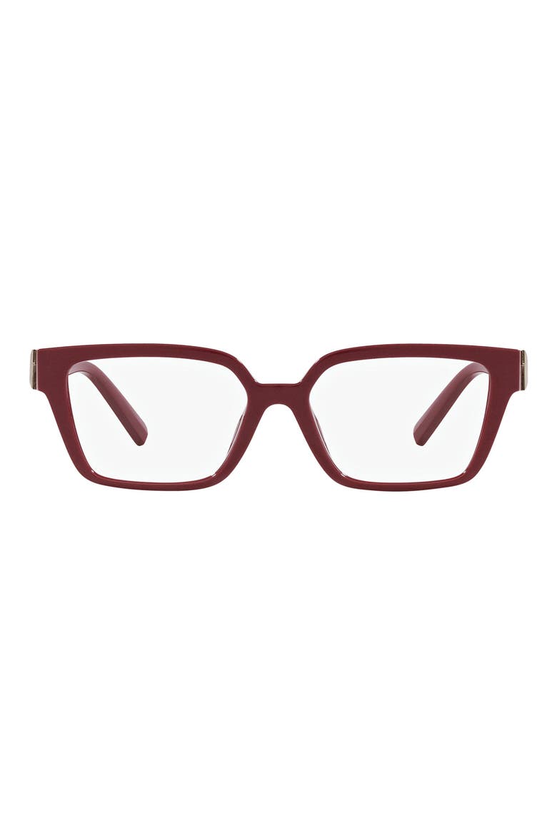 55mm Rectangular Optical Glasses, Main, color, DARK RED