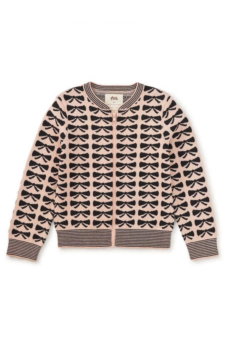 Tea Collection Zip Up Bow Cardigan, Main, color, Bow