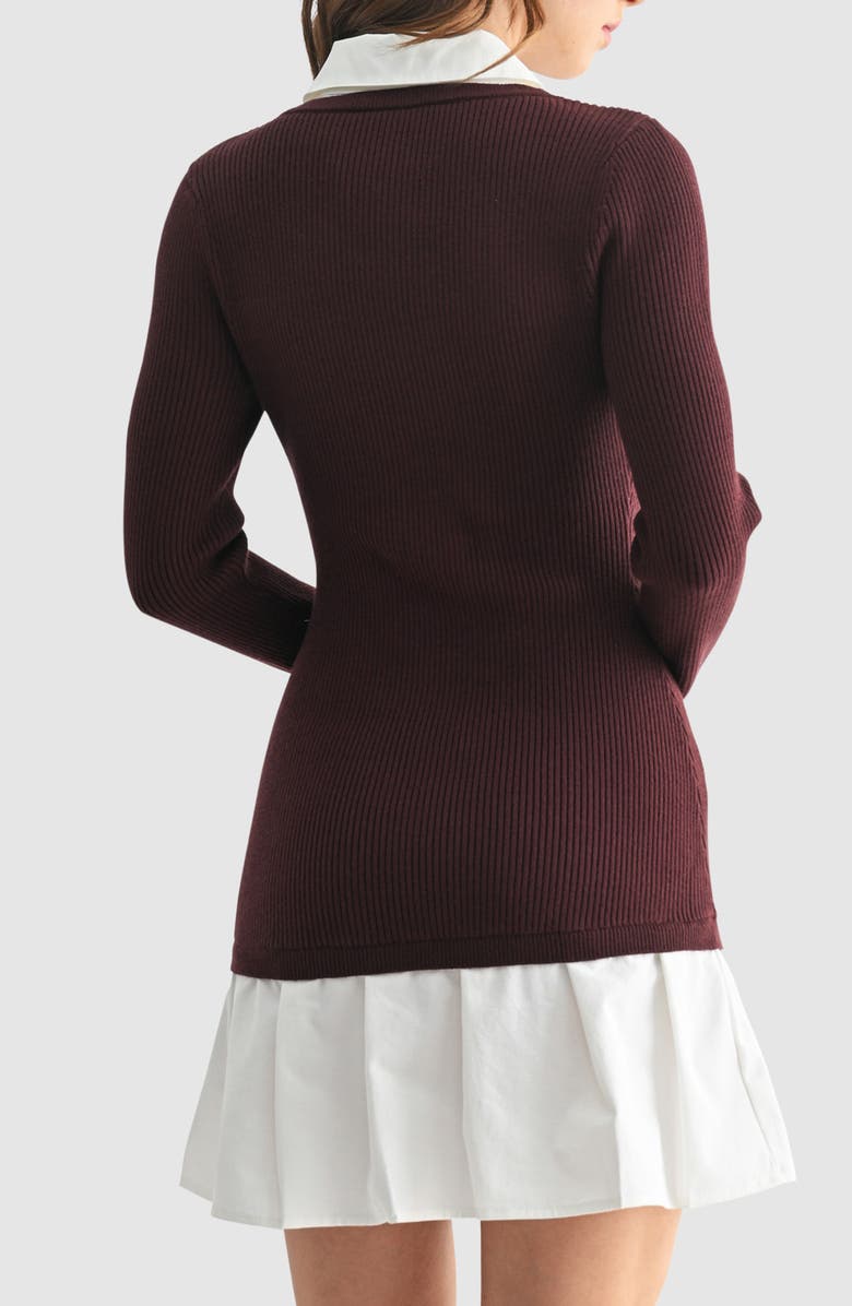 Lush Long Sleeve Twofer Polo Sweater Dress, Alternate, color, 