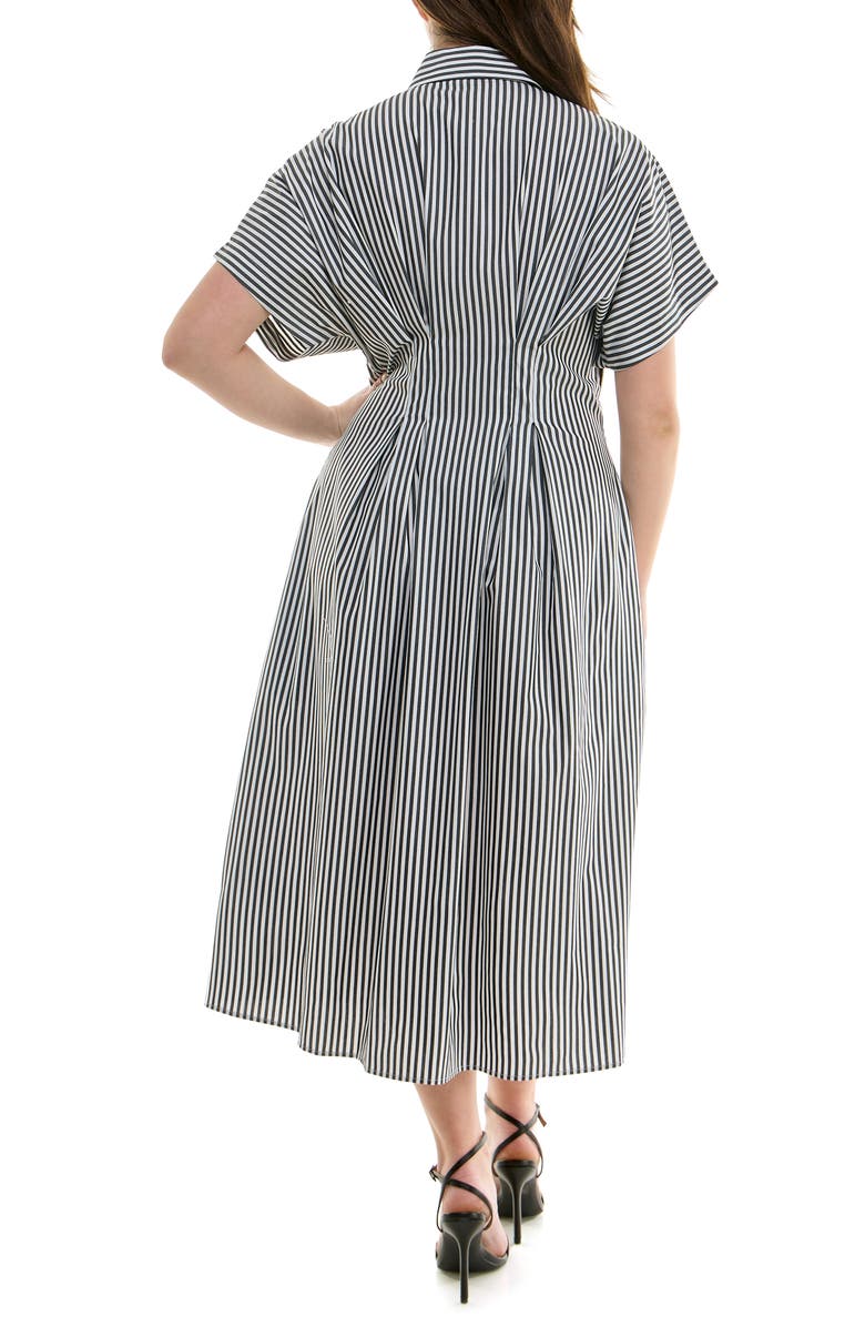 Nicole Miller Striped Shirtdress, Alternate, color, Black / White