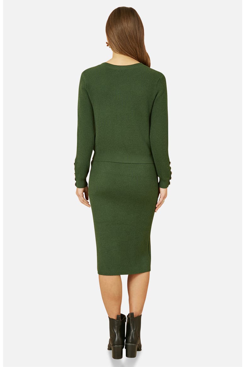 Rib Knitted Midi Column Skirt, Alternate, color, Green