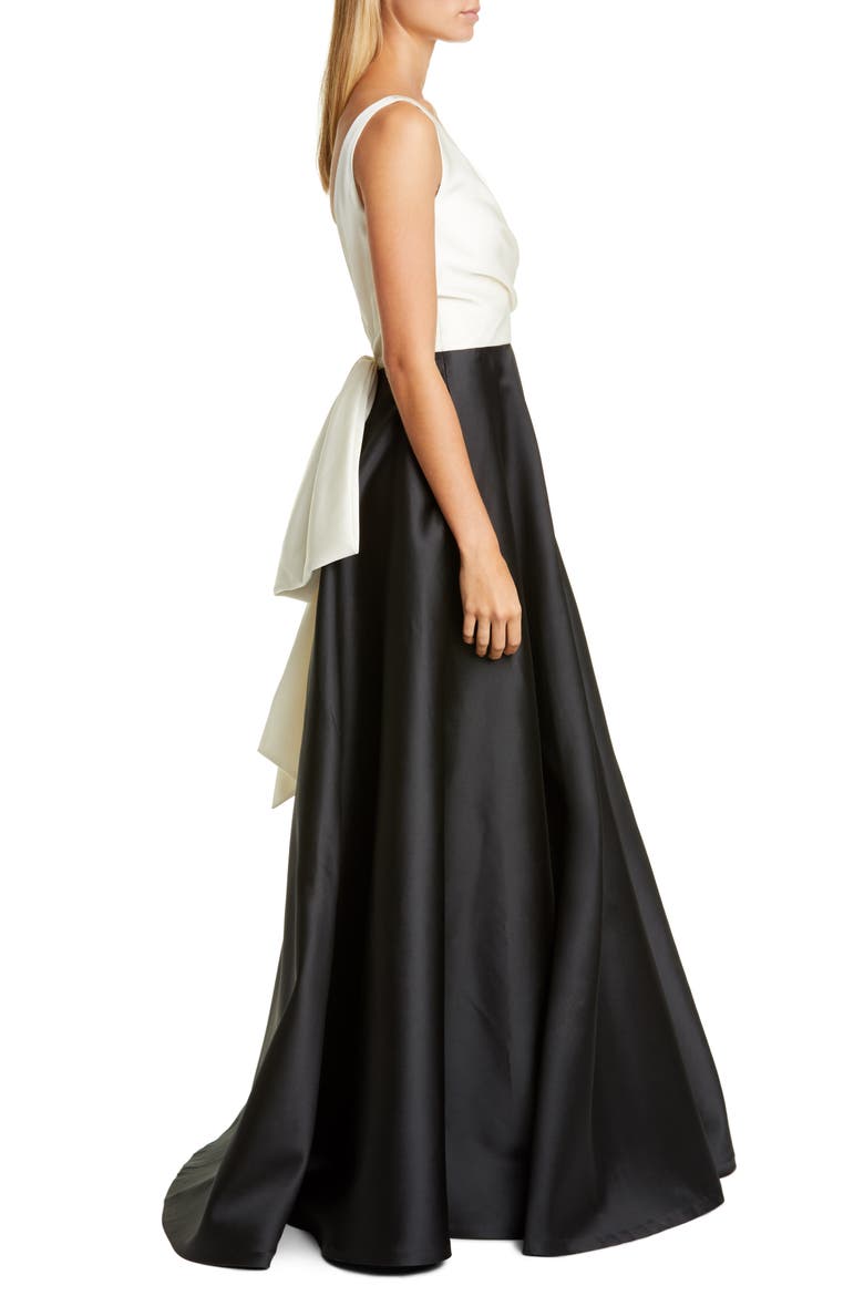 Bow Back Ballgown, Alternate, color, IVORY AND JET