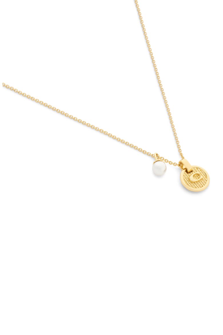Textured C Coin Pendant Necklace, Alternate, color, SHINY GOLD