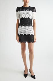 Carolina Herrera Colorblock Lace Minidress