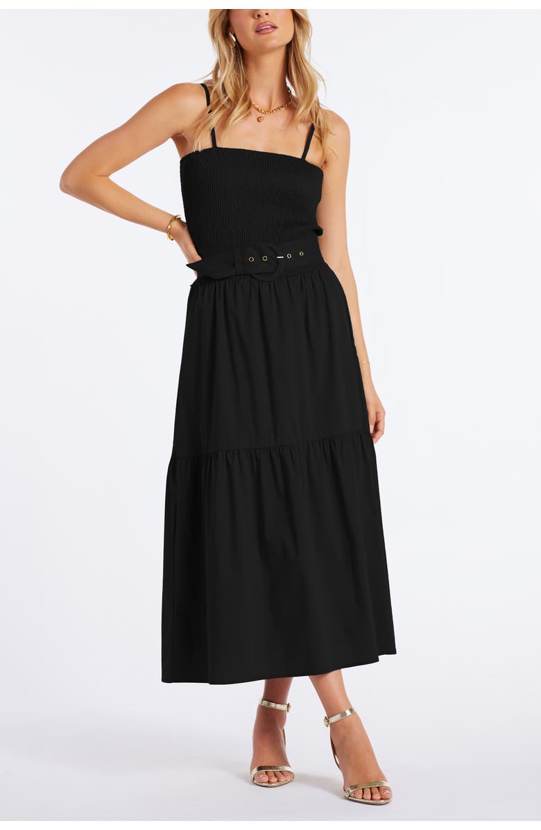 Bishop + Young Stella Smock Tiered Dress, Main, color, Black