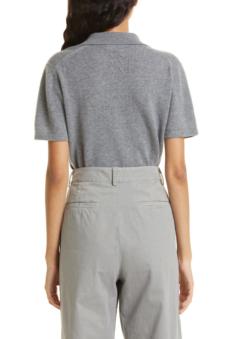 Milos Cashmere Polo Sweater, Alternate, color, LIGHT GREY MELANGE