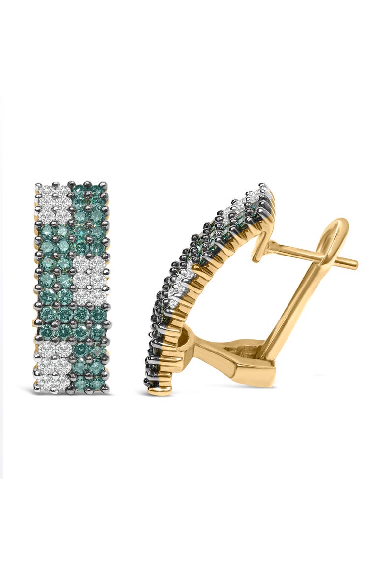 14K Gold 2.00 Cttw Diamond Four-Row Pavé Omegaback Earrings, Main, color, Yellow