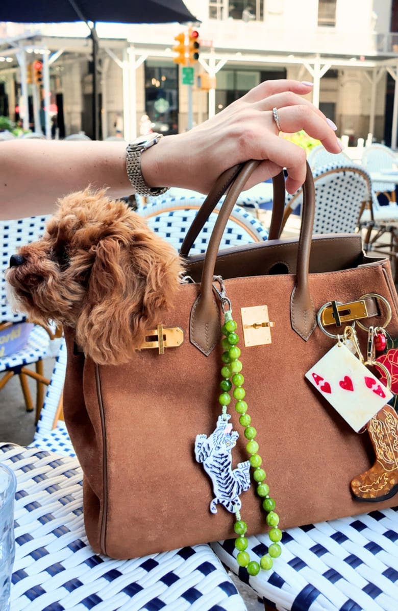 Solar Eclipse Hand Painted Mini Ace Key Chain Bag Charm, Alternate, color, Beige