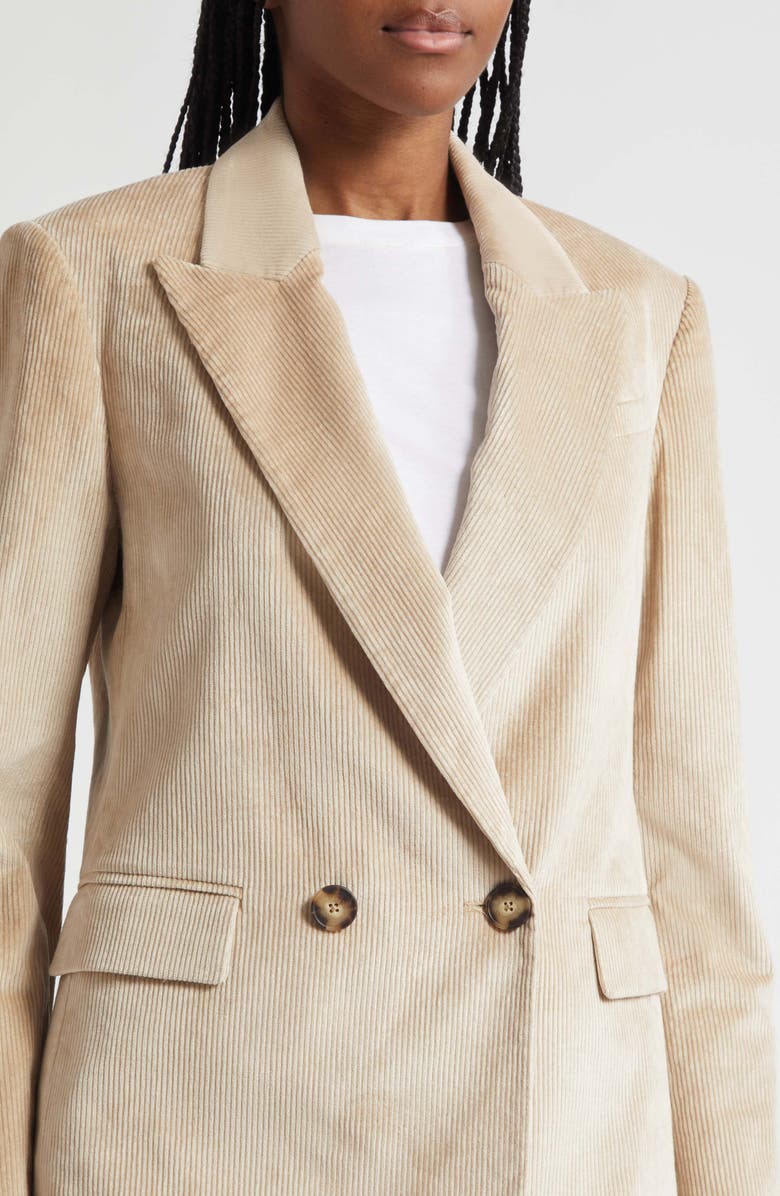Veronica Beard Sevyn Corduroy Double Breasted Dickey Jacket, Alternate, color, Heathered Sand