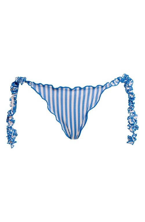 Agua Bendita Alegria Citrus Metallic Stripe Bikini Bottoms In Blue