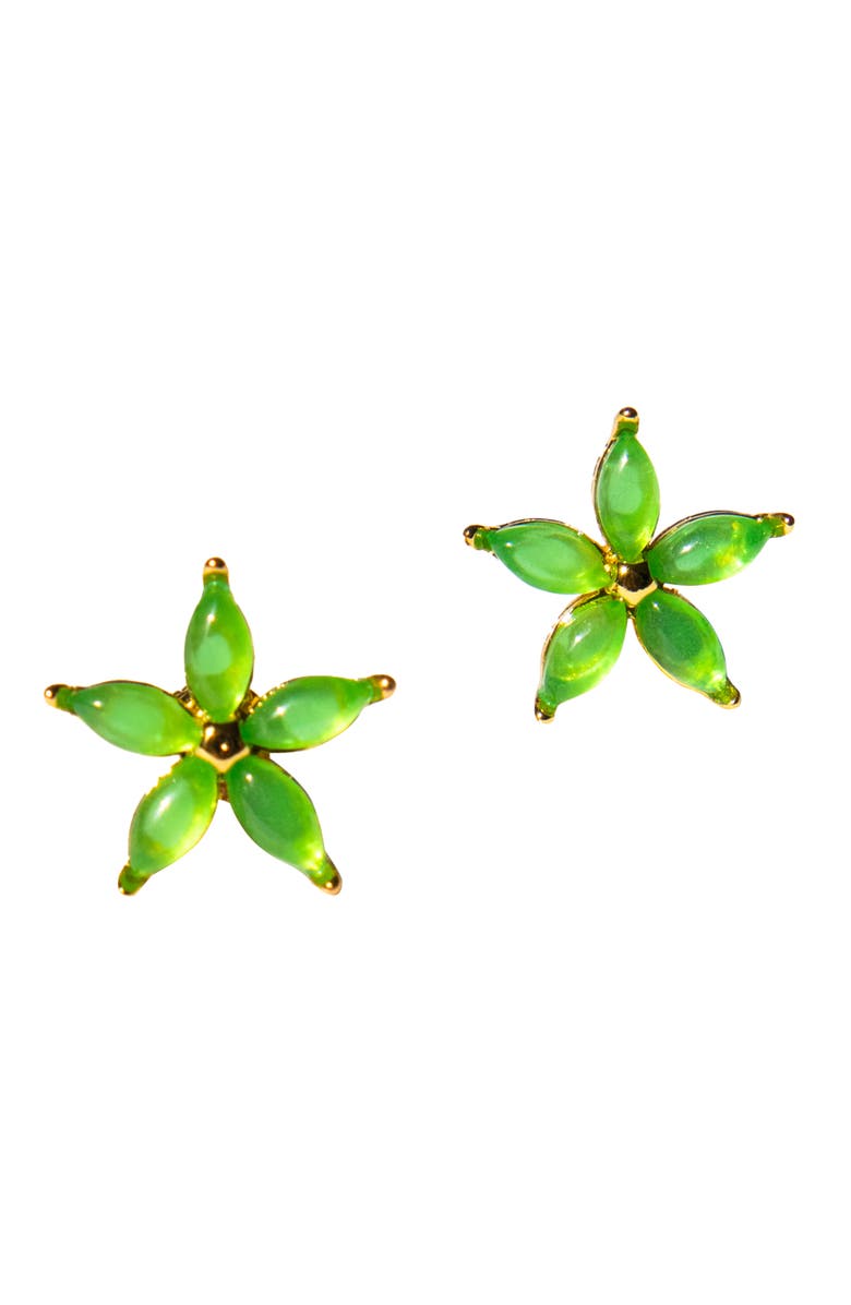 seree Flora Green jade stud earrings, Main, color, Green