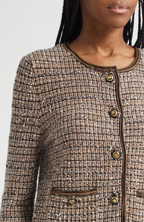 Veronica Beard Brisa Tweed Button-front Jacket In Brown