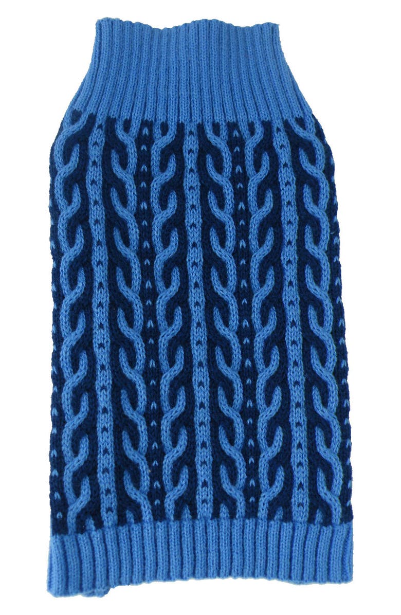 PET LIFE Harmonious Dual Weave Sweater - Medium, Main, color, Aqua Blue And Dark Blue