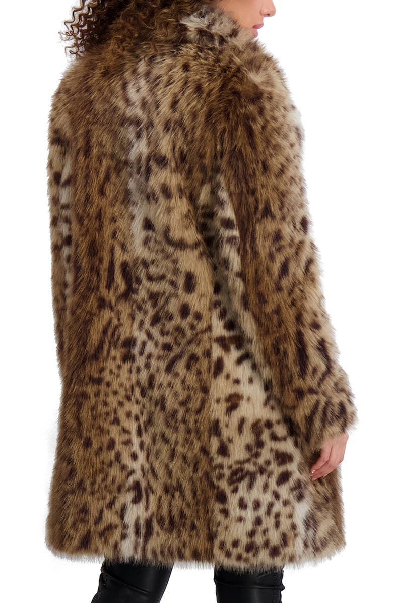 KARL LAGERFELD PARIS Leopard Spot Faux Fur Coat, Alternate, color, Leopard