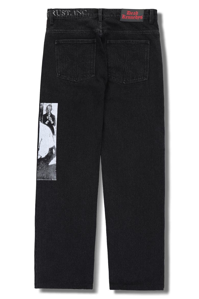 x Dead Kennedys Patchwork Graphic Straight Leg Jeans, Alternate, color, BLACK