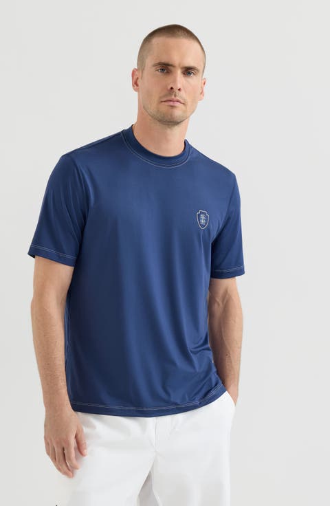 Comfort nylon crew neck T-shirt with logo
