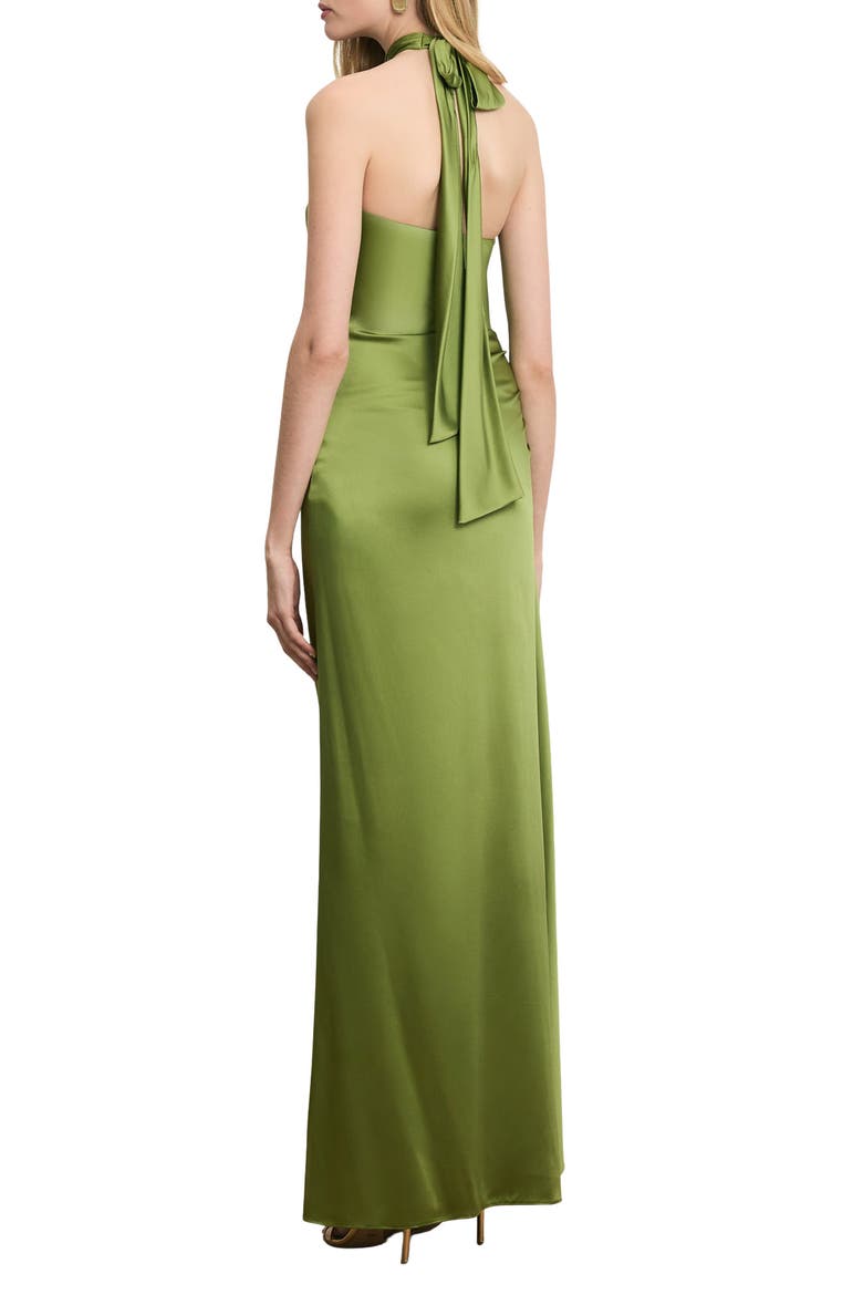 Izaren Halter Neck Silk Blend Dress, Alternate, color, CACTUS