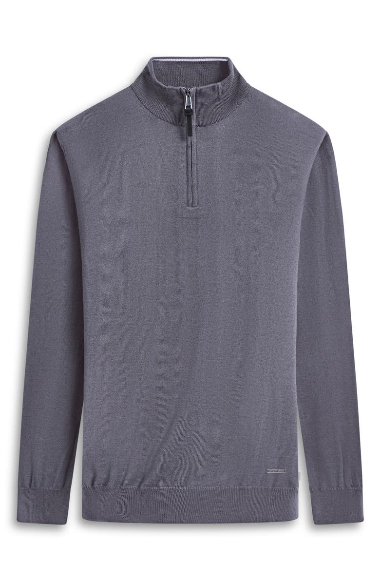 Bugatchi Merino Wool Quarter Zip Pullover, Alternate, color, Anthracite
