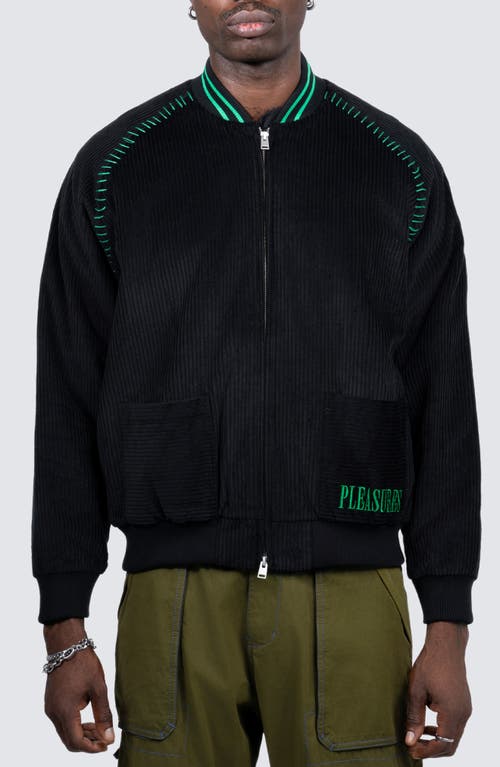 PLEASURES Strikeout Corduroy Bomber Jacket in Black 