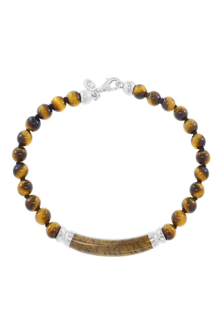 Men's Tiger's-Eye Beaded Bracelet, Alternate, color, BROWN