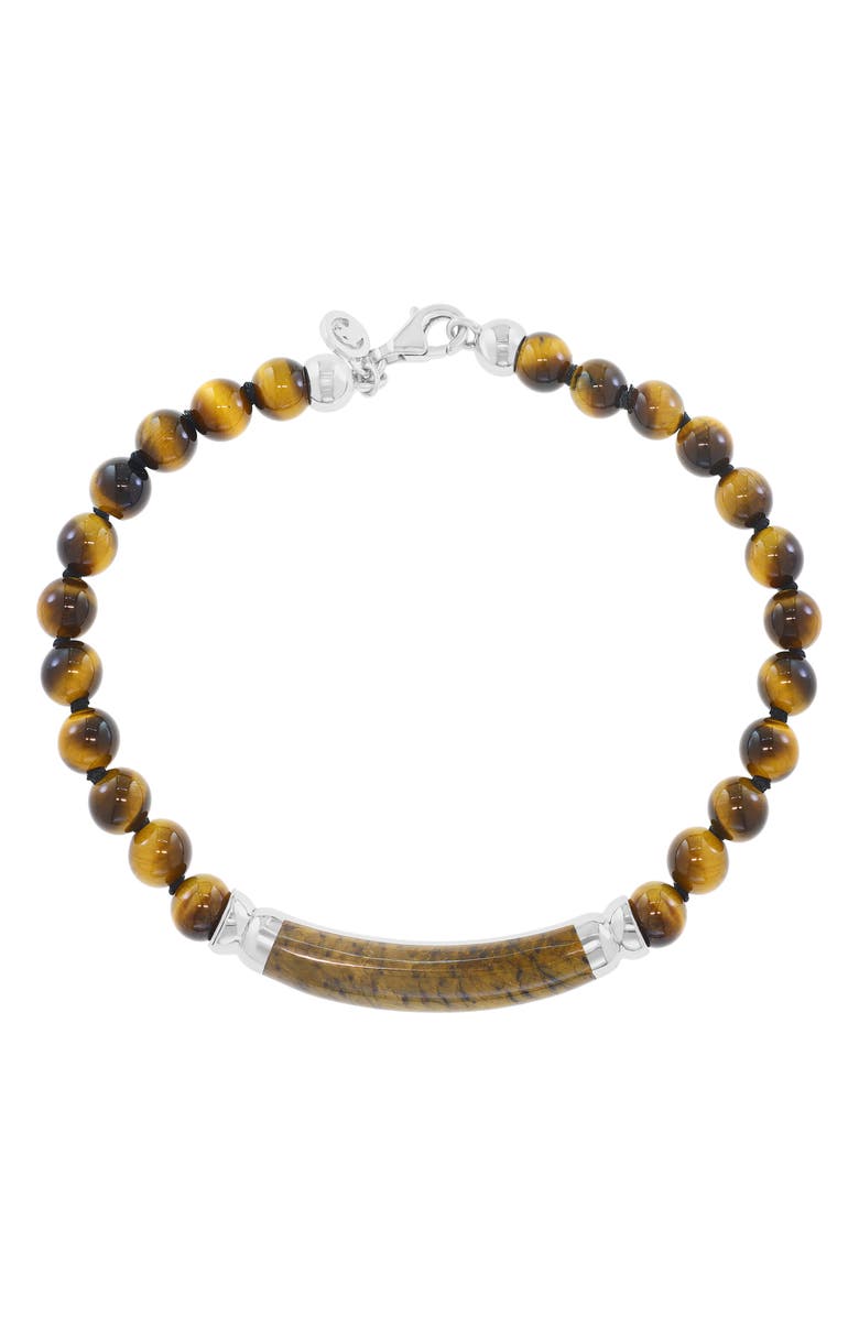 EFFY Men's Tiger's-Eye Beaded Bracelet, Alternate, color, Brown