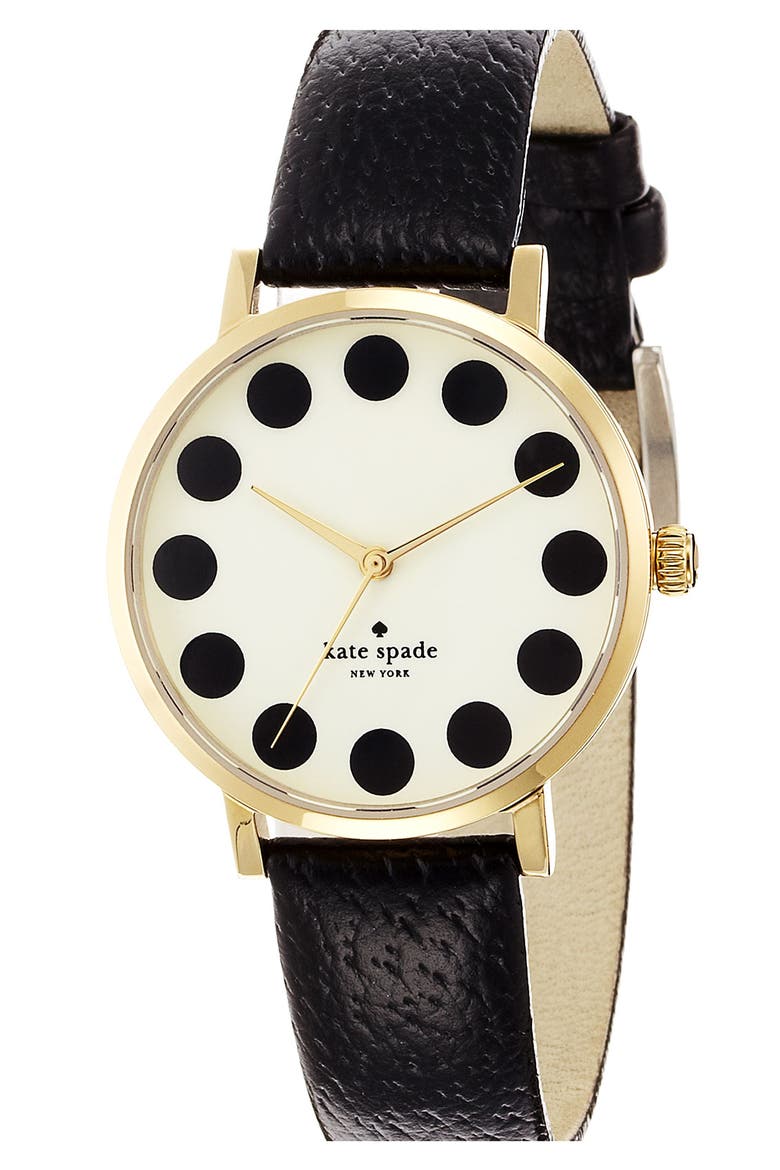 'metro' patterned dial watch, Main, color, BLACK DOT