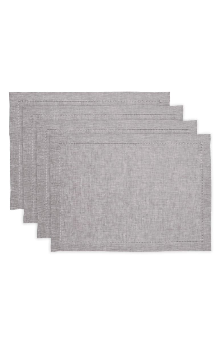 Solino Home Linen Placemats - Milan, 14" x 19" Inch, Main, color, Oyster Grey
