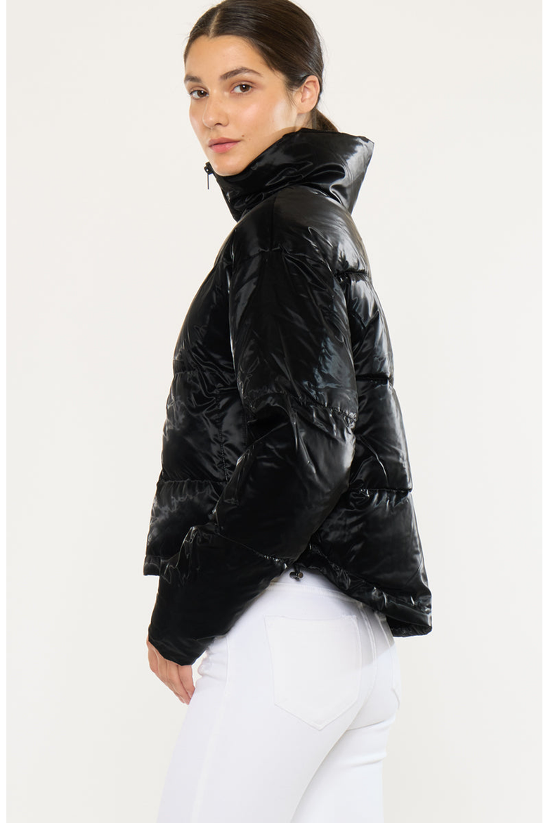 Lux Cropped Puffer Jacket, Alternate, color, Black