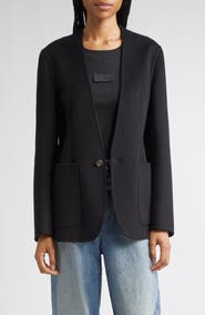 MM6 Maison Margiela Collarless Single Breasted Virgin Wool Blazer