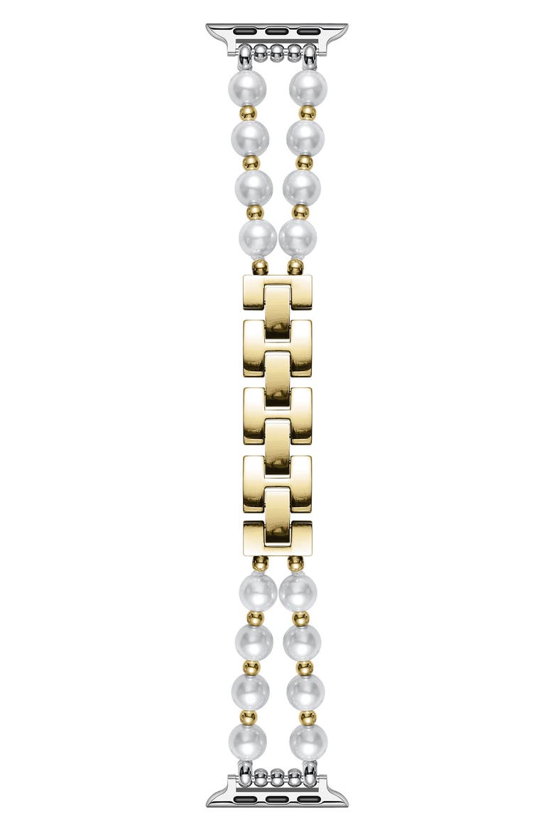 Sheridan Faux Pearl Apple Watch® Watchband, Main, color, GOLD